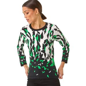 Roman Women's Abstract Print 3/4 Sleeve Knit Jumper in Black Size: 20 Black 20 Roman Women's Abstract Print 3/4 Sleeve Knit Jumper in Black Size: 20 Black 20