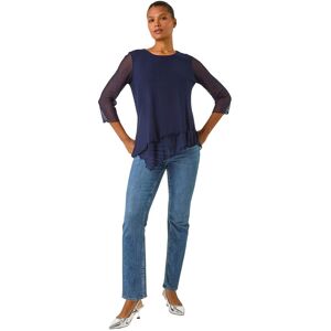 Roman Women's Animal Print Burnout Asymmetric Top in Navy Size: 10 Navy 10 Roman Women's Animal Print Burnout Asymmetric Top in Navy Size: 10 Navy 10