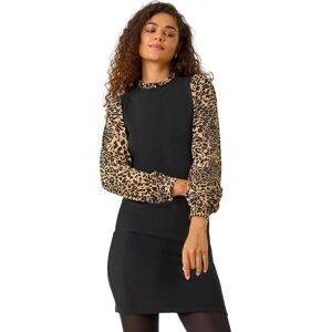 Roman Women's Animal Contrast Stretch Knitted Dress in Beige Size: 14 Beige 14 Roman Women's Animal Contrast Stretch Knitted Dress in Beige Size: 14 Beige 14