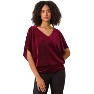 Roman Women's Glitter Velvet Banded Hem Stretch Top in Wine Size: 10 Wine 10 Roman Women's Glitter Velvet Banded Hem Stretch Top in Wine Size: 10 Wine 10