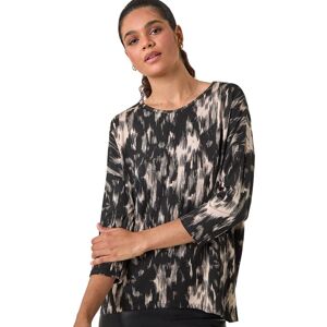 Roman Women's Abstract Print Stretch Jersey Top in Black Size: 10 Black 10 Roman Women's Abstract Print Stretch Jersey Top in Black Size: 10 Black 10