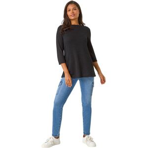 Roman Women's Crochet Knit Tunic Stretch Top in Black Size: 16 Black 16 Roman Women's Crochet Knit Tunic Stretch Top in Black Size: 16 Black 16