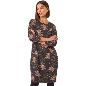Roman Women's Floral Print Pocket Shift Stretch Dress in Dark Grey Size: 18 Dark Grey 18 Roman Women's Floral Print Pocket Shift Stretch Dress in Dark Grey Size: 18 Dark Grey 18