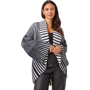 Roman Women's Shawl Fluffy Striped Knit Cardigan in Black Size: 18 Black 18 Roman Women's Shawl Fluffy Striped Knit Cardigan in Black Size: 18 Black 18