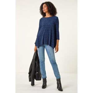 Roman Women's Printed Plisse Hanky Hem Tunic Stretch Top in Blue Size: 10 Blue 10 Roman Women's Printed Plisse Hanky Hem Tunic Stretch Top in Blue Size: 10 Blue 10