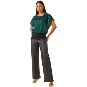 Roman Women's Sequin Lace Overlay Stretch Top in Green Size: 20 Green 20 Roman Women's Sequin Lace Overlay Stretch Top in Green Size: 20 Green 20