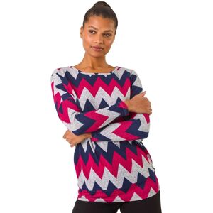 Roman Women's Zig Zag Stripe Print Top in Pink Size: 12 Pink 12 Roman Women's Zig Zag Stripe Print Top in Pink Size: 12 Pink 12