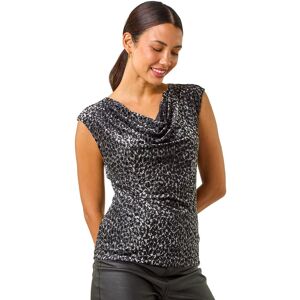 Roman Women's Velvet Burnout Cowl Neck Stretch Top in Grey Size: 18 Grey 18 Roman Women's Velvet Burnout Cowl Neck Stretch Top in Grey Size: 18 Grey 18