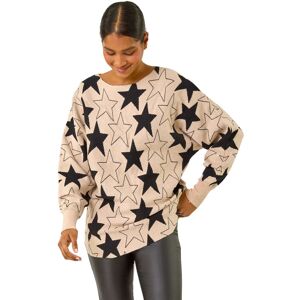 Roman Women's Star Print Long Sleeve Knit Jumper in Camel Camel One Size Roman Women's Star Print Long Sleeve Knit Jumper in Camel Camel One Size