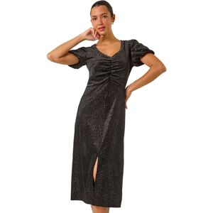 Roman Women's Velvet Ruched Front Stretch Midi Dress in Black Size: 12 Black 12 Roman Women's Velvet Ruched Front Stretch Midi Dress in Black Size: 12 Black 12