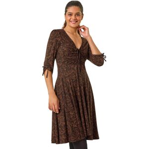 Roman Women's Ditsy Paisley Print Gathered Stretch Dress in Amber Size: 16 Amber 16 Roman Women's Ditsy Paisley Print Gathered Stretch Dress in Amber Size: 16 Amber 16
