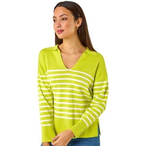 Roman Women's Horizontal Stripe Collared Knit Jumper in Lime Size: 16 Lime 16 Roman Women's Horizontal Stripe Collared Knit Jumper in Lime Size: 16 Lime 16