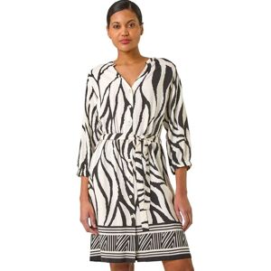 Roman Women's Abstract Border Tie Shirt Dress in Ivory Size: 16 Ivory 16 Roman Women's Abstract Border Tie Shirt Dress in Ivory Size: 16 Ivory 16