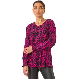 Roman Women's Abstract Printed Shirred Tunic Top in Pink Size: 20 Pink 20 Roman Women's Abstract Printed Shirred Tunic Top in Pink Size: 20 Pink 20