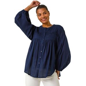 Roman Women's Pleat Detail Button Through Blouse in Navy Size: 10 Navy 10 Roman Women's Pleat Detail Button Through Blouse in Navy Size: 10 Navy 10