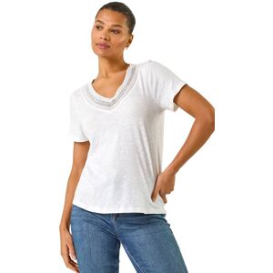 Roman Women's Sequin Trim V-Neck Stretch Top in Ivory Size: 20 Ivory 20 Roman Women's Sequin Trim V-Neck Stretch Top in Ivory Size: 20 Ivory 20