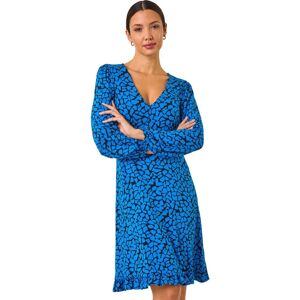 Roman Women's Abstract V-Neck Short Dress in Royal Size: 18 Royal 18 Roman Women's Abstract V-Neck Short Dress in Royal Size: 18 Royal 18
