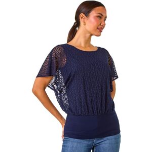 Roman Women's Printed Burnout Bubble Hem Top in Navy Size: 20 Navy 20 Roman Women's Printed Burnout Bubble Hem Top in Navy Size: 20 Navy 20