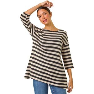 Roman Women's Crochet Knit Stripe Tunic Top in Black Size: 10 Black 10 Roman Women's Crochet Knit Stripe Tunic Top in Black Size: 10 Black 10