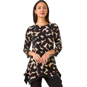 Roman Women's Abstract Print Hanky Hem Tunic in Black Size: 18 Black 18 Roman Women's Abstract Print Hanky Hem Tunic in Black Size: 18 Black 18