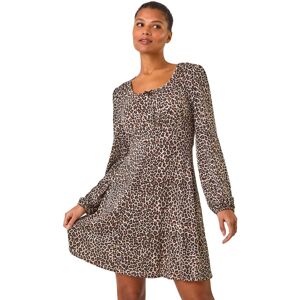 Roman Women's Animal Print Bow Mini Dress in Beige Size: 18 Beige 18 Roman Women's Animal Print Bow Mini Dress in Beige Size: 18 Beige 18