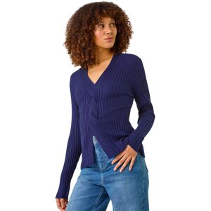 Roman Women's Cable Split Detail Rib Jumper in Navy Size: 12 Navy 12 Roman Women's Cable Split Detail Rib Jumper in Navy Size: 12 Navy 12