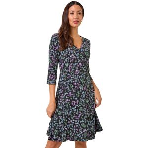 Roman Women's Floral Print Side Button Stretch Dress in Black Size: 20 Black 20 Roman Women's Floral Print Side Button Stretch Dress in Black Size: 20 Black 20