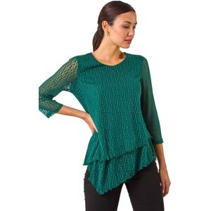 Roman Women's Burnout Print Asymmetric Stretch Top in Green Size: 10 Green 10 Roman Women's Burnout Print Asymmetric Stretch Top in Green Size: 10 Green 10