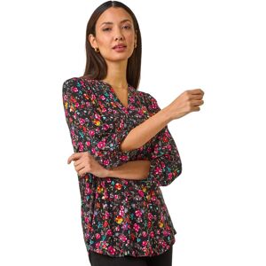 Roman Women's Floral Print V-Neck Stretch Top in Pink Size: 12 Pink 12 Roman Women's Floral Print V-Neck Stretch Top in Pink Size: 12 Pink 12