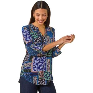 Roman Women's Paisley Contrast Print Stretch Top in Navy Size: 20 Navy 20 Roman Women's Paisley Contrast Print Stretch Top in Navy Size: 20 Navy 20