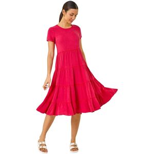 Roman Women's Tiered Smock Midi Dress in Pink Size: 12 Pink 12 Roman Women's Tiered Smock Midi Dress in Pink Size: 12 Pink 12