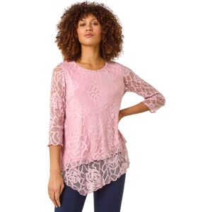 Roman Women's Burnout Rose Detail Asymmetric Top in Light Pink Size: 12 Light Pink 12 Roman Women's Burnout Rose Detail Asymmetric Top in Light Pink Size: 12 Light Pink 12