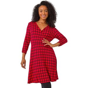 Roman Women's Petite Geometric Print Wrap Stretch Dress in Red Size: 8 Red 8 Roman Women's Petite Geometric Print Wrap Stretch Dress in Red Size: 8 Red 8