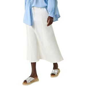 Roman Women's Cotton Denim Panelled Midi Skirt in White Size: 12 White 12 Roman Women's Cotton Denim Panelled Midi Skirt in White Size: 12 White 12