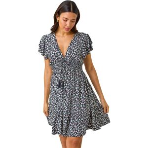 Roman Women's Ditsy Frill Stretch Dress in Navy Size: 20 Navy 20 Roman Women's Ditsy Frill Stretch Dress in Navy Size: 20 Navy 20