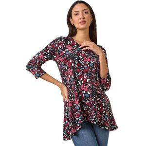 Roman Women's Floral Print Swing Stretch Tunic Top in Pink Size: 12 Pink 12 Roman Women's Floral Print Swing Stretch Tunic Top in Pink Size: 12 Pink 12