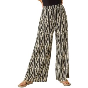 Roman Women's Mono Print Wide Leg Stretch Trouser in Black Size: 20 Black 20 Roman Women's Mono Print Wide Leg Stretch Trouser in Black Size: 20 Black 20