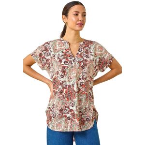 Roman Women's Paisley Print V-Neck Top in Orange Size: 20 Orange 20 Roman Women's Paisley Print V-Neck Top in Orange Size: 20 Orange 20