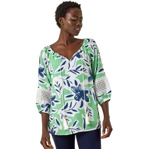 Roman Women's Floral Print Tie Front Top in Pale Green Size: 14 Pale Green 14 Roman Women's Floral Print Tie Front Top in Pale Green Size: 14 Pale Green 14