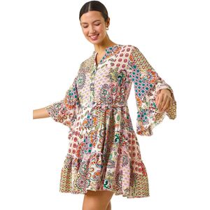 Roman Women's Patchwork Print Button Shirt Dress in Pink Size: 18 Pink 18 Roman Women's Patchwork Print Button Shirt Dress in Pink Size: 18 Pink 18