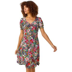 Roman Women's Floral Print Ruched Stretch Dress Size: 18 Multicolor 18 Roman Women's Floral Print Ruched Stretch Dress Size: 18 Multicolor 18