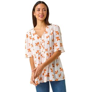 Roman Women's Floral Print Tassel Top in Orange Size: 12 Orange 12 Roman Women's Floral Print Tassel Top in Orange Size: 12 Orange 12