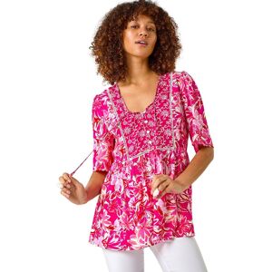 Roman Women's Abstract Floral Print Tassel Top in Cerise Size: 20 Cerise 20 Roman Women's Abstract Floral Print Tassel Top in Cerise Size: 20 Cerise 20