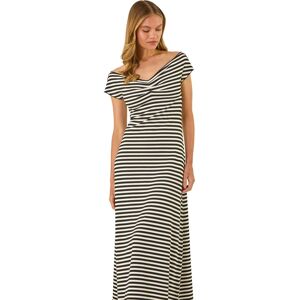 Roman Women's Stripe Bardot Knit Midi Stretch Dress in Black Size: 18 Black 18 Roman Women's Stripe Bardot Knit Midi Stretch Dress in Black Size: 18 Black 18