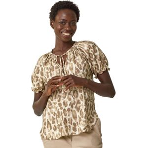 Roman Women's Animal Print Tie Neck Top in Taupe Size: 16 Taupe 16 Roman Women's Animal Print Tie Neck Top in Taupe Size: 16 Taupe 16