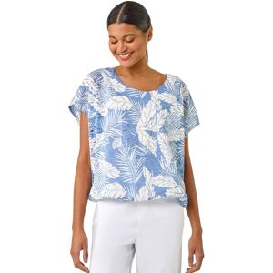 Roman Women's Leaf Print Lace Bubble Hem Top in Light Blue Size: 20 Light Blue 20 Roman Women's Leaf Print Lace Bubble Hem Top in Light Blue Size: 20 Light Blue 20