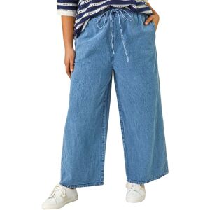 Roman Women's Curve Tie Waist Denim Wide Leg Trouser in Light Blue Size: 22-24 Light Blue 22-24 Roman Women's Curve Tie Waist Denim Wide Leg Trouser in Light Blue Size: 22-24 Light Blue 22-24