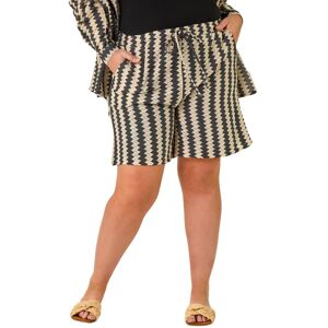 Roman Women's Curve Zig Zag Tie Waist Shorts in Black Size: 30-32 Black 30-32 Roman Women's Curve Zig Zag Tie Waist Shorts in Black Size: 30-32 Black 30-32