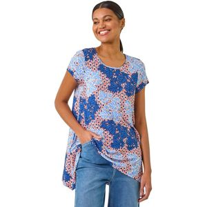 Roman Women's Leaf Print Hanky Hem Tunic Top in Blue Size: 12 Blue 12 Roman Women's Leaf Print Hanky Hem Tunic Top in Blue Size: 12 Blue 12