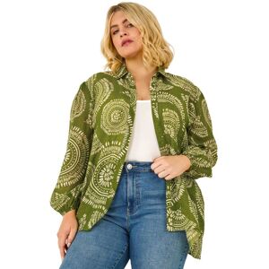 Roman Women's Curve Abstract Print Woven Shirt in Khaki Size: 20 Khaki 20 Roman Women's Curve Abstract Print Woven Shirt in Khaki Size: 20 Khaki 20